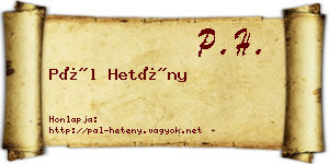 Pál Hetény névjegykártya